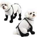 BECROWM Waterproof Dog Boots for Small/Medium Dogs Dog Paw Protectors Dog Suspender Boots AntiSlip Pet Shoes for Outdoor Walking, Reflective StayOn,DirtProof Comfortable Booties (Black, NewS)