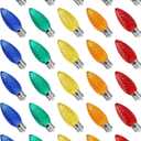 30-Pack C9 Multicolor LED Replacement Bulbs, Diamond Cut Transparent, Shatterproof for Vibrant Outdoor Christmas Lights, Jewel Tones, Energy Saving, E17 Base
