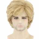 Topcosplay Blonde Wig for Men Short Wavy Shaggy Style 70s Man Wigs Cosplay Halloween Costumes Party Wig