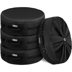 Explore Land Seasonal Tire Cover - Spare Tire Bag with Handle, Heavy Duty Winter Wheel Storage Tote Against Dust and Scratches, 4 Pack (Fits Diameters 32''-34.75'', Black)
