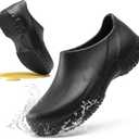SPIEZ Non Slip Chef Clogs for Men, Slip On Oil & Slip Nursing Work Shoes, Wide Breathable Lightweight Food Service Shoes for Standing All Day Black, US 10