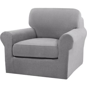 Turquoize 2 Piece Chair Covers Chair Slipcovers for Living Room Armchair Couch Cover Chair Sofa Cover with Individual Cushion Covers Furniture Cover for Chairs Feature Jacquard Fabric (Chair, Dove)