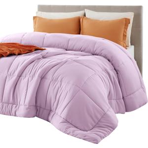 Bedsure Comforter Duvet Insert - Quilted Comforters Queen Size, All Season Duvet, GentleSoft Down Alternative Bedding, with 8 Tabs, Gifts for Women/Men, Light Purple, Queen 88 x 88 Inches