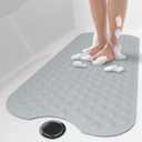 OTHWAY No Suction Cup Bath Mat: 39x16 inch Extra Long BathmatPerfect for Ordinary or Refinished Bath Tubs Made of Nature RubberProtect Your Bathtub (Grey)