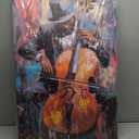 CXHOSTENT Black Jazz Canvas Wall Art Abstract Black Music Painting Prints African American Picture Musical Instruments Artwork for Men Room Decor Framed (Black, 24.00" x 36.00")