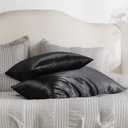 Bedsure Satin Pillowcase with Zipper, Similar to Silk Pillow Cases 2 Pack, Satin Pillow Cases Queen Size Set of 2, Silky & Soft Black Pillow Covers for Hair and Skin, Gifts for Women Men, 20x30 Inches
