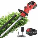 Hedge Trimmer Cordless, 21V Electric Hedge Trimmer with 4000mAh Rechargeable Battery, 14" Dual-Action Blades, 180° Adjustable Branch Cutter, Blade Cover for Hedges, Bush, Branches, Shrubs, Twigs