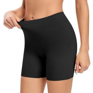 Werena Seamless Slip Shorts for Women Under Dress Shaping Boyshorts Panties Tummy Control Shapewear (Small, #30 Seamless Black)
