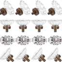 16 Pack Antique Brass Glass Crystal knobs for Dresser Drawers Cabinet, Oval Aged Bronze Crystal Knobs Vintage Drawer Knobs