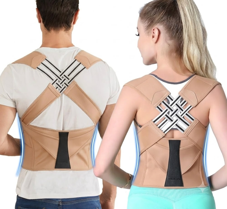 VOKOKOYA Posture Corrector for Women and Men,Adjustable Shoulder Straightener,Back Support Brace,Upper Spine scoliosis, hunchback Black Large