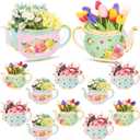 Ireer 12 Pieces Tea Party Centerpieces for Table Spring Party Decorations Teapot Princess Flower Centerpieces for Floral Tea Themed Birthday Supplies Baby Shower Wedding Anniversaries