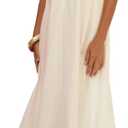 Women's Casual Summer Shirred Back Vacation RIC Rac Flowy Maxi Dress (Medium, White)