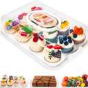NPLUX Cupcake Containers with Lid Rectangular Cake Carrier 3-in-1 Multipurpose Cupcake Holder for Muffins Pies Sweets Pastries Fruit or Snacks (White, 13" x 9" x 4"), Medium