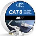Cat 6 Ethernet Cable 40 ft, 10Gbps High Speed Ethernet Cable, Internet Cable Outdoor&Indoor, Rj45 Cat6 Cable Long Ethernet Cable for Computer, Router, Modem, PS4/5, Xbox, Gaming- White