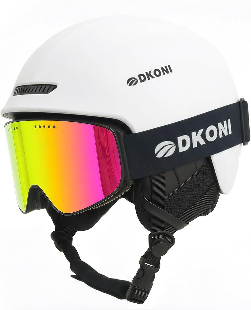 DKONI Ski Helmet with Goggles, Snowboard Helmet for Men & Women, Two-Stage Adjustable Ventilation System, Snow Sports Helmet for Adults, Youth & Big Kids Large