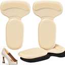 Heel Pads for Big & Loose Shoes, Pain Relief, Stop Slip and Blister, Large Grips Cushion Inserts to Make Men & Women Shoes Smaller Tighter (4 Pairs) 2 Apricot, 2 Black