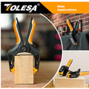 TOLESA Heavy Duty Spring Clamps 4 Inch 4 Pcs Large Wood Clamps with 30Lbs Powerful Clamping Force Deep Throat Nylon Clamps for Woodworking Photography Backdrop Household Use Cover Holding Wood Gluing