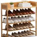 Bamboo Shoe Rack Organizer, 5 Tier Shoe Shelf Storage Organizer, for Entryway, Hallway, and Closet (Nature-31.5)