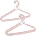 Concepts Premium Heavy Duty Pearl Hangers with Ribbon Trim for Wedding and Engagement Gowns - Slim Design Also Can Be Used for Suits and Shirts (Pink/White, 5 Pack)