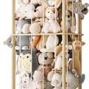 Stuffed Animal Storage, Wood Stuffed Animal Zoo with Toy Chest, Vertical Stuffed Animal Holder with Thicker Elastic Band, Plushies Storage for Playroom, Living Room, Nurseryroom, Bedroom