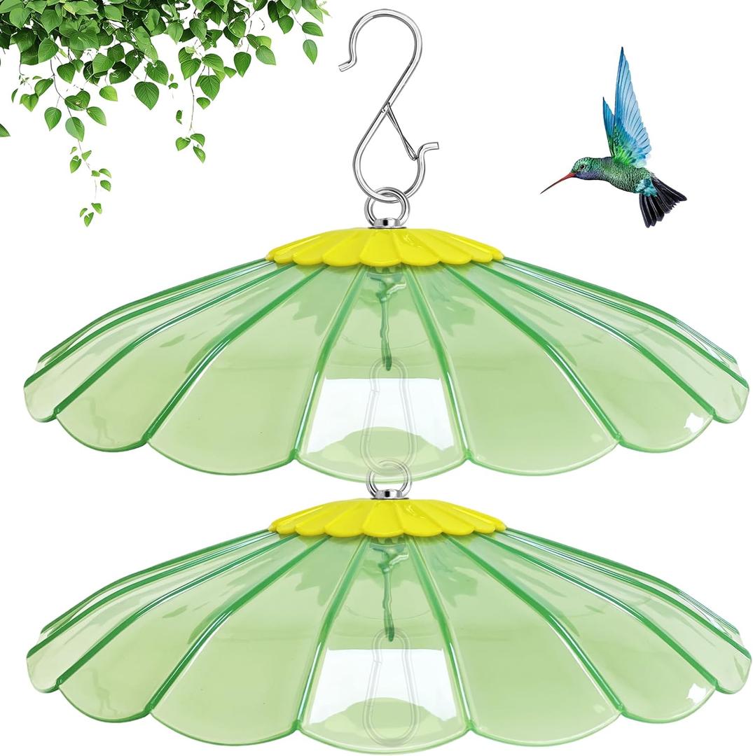 13.5-Inch Hummingbird Feeder Shade Dome Cover,Bird Feeder Rain Cover & Squirrel Shield, Weather Guard with Hanging Bird Feeders,Squirrel Proof for Shepherd's Hook Outdoors(Clear Light Green) 2 Pack