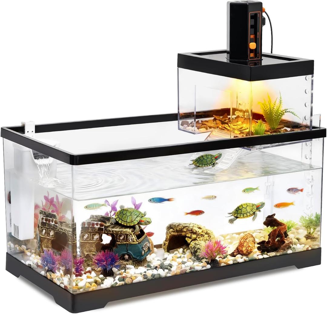 Turtle Tank Kit with Top Basking Platform,7.7 Gal 19.7X 9.5X 9.5 in