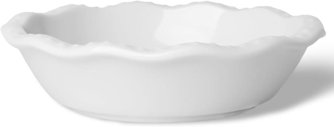 GDCZ Mini Pie Pan Set of 4, Ceramic Individual Stackable Pie TinsNon-Stick Baking Bread Pan, Microwave and Dishwasher Safe, 5.8 Inch 8OZ, White