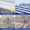 Jihfmo 8x8 Ft Large Beach Cabana Tent, UPF 100+ Windproof Sun Shelter for Family - 64 Sq Ft Big Shade Canopy with Sand Anchors & Cooling Silver Glue Coating, Easy Setup Portable Sunshade - Blue Stripe