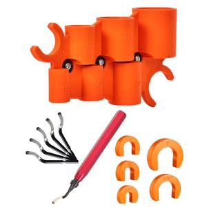 12 Pcs 1/4-1 Inch Depth Gauge and Pipe Deburring Tool, Removal Tools Set for Sharkbite Fittings, Deburring Tool with 5 High Speed Steel Blades,Plumbing Tools Kit for PEX Copper PVC CPVC Pipes