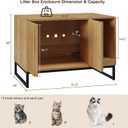 Halitaa Litter Box Enclosure, Modern Cat Litter Box Enclosure Furniture Hidden Litter Box with Scratch Pad, Cat Washroom House End Table, Entryway Bench for Livingroom (Natural)