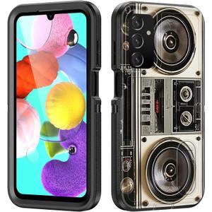 for Galaxy A15 5G Case with Built in Kickstand,Shockproof/Dustproof/Drop Proof 3-Layer Military Grade Protective Cover for Samsung Galaxy A15 5G 6.5 inch 2024,Vintage 80s Boombox