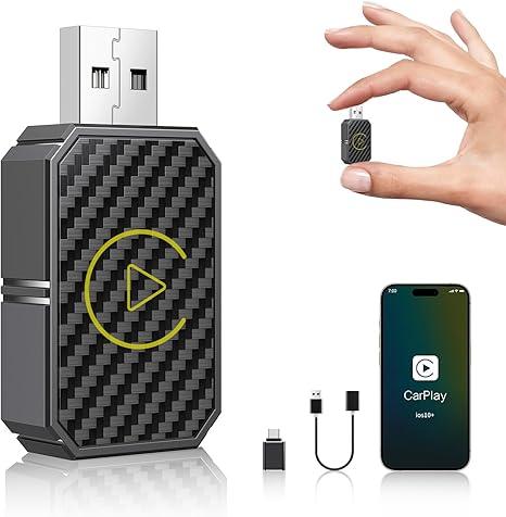 Mini Wireless CarPlay Adapter for Apple, Plug & Play Low Latency Converts Wired to Wireless CarPlay Dongle for iPhone iOS 10+, 2024 Upgrade, Connection Fast & Stable