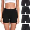 wirarpa Women's Modal Boy Shorts Panties Soft Microfiber Boxer Briefs Underwear 4 Pack (Black, XXXL)