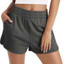ODODOS Women's Sweat Shorts Cotton French Terry Curved Hem Workout Casual Relaxed Lounge Shorts with Pockets, Charcoal, Small