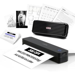 iDPRT Portable Thermal Printer Wireless for Travel, Printers for Home Use, Come with Carry Case& 200 Sheets Thermal Paper, Support 8.5x11 US Letter&A4 Thermal Paper, Compatible with Phone Laptop