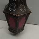 DECORKEY Moroccan Decorations, Lantern Decorative Indoor & Outdoor, 13.6 Vintage Decorative Hanging Lantern with Chian for Home Porch Patio Decor, Metal Ramadan Christmas Candle Holders(Plum Red)