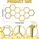 Silipull 2 Pcs 22 x 12 Inch Large Wood Honeycomb Decoration Honeycomb Wall Decor Wood Hexagon Decor Bee Wall Hanging Decoration for Living Room Garden Bedroom Office Home Party (Gold Color)