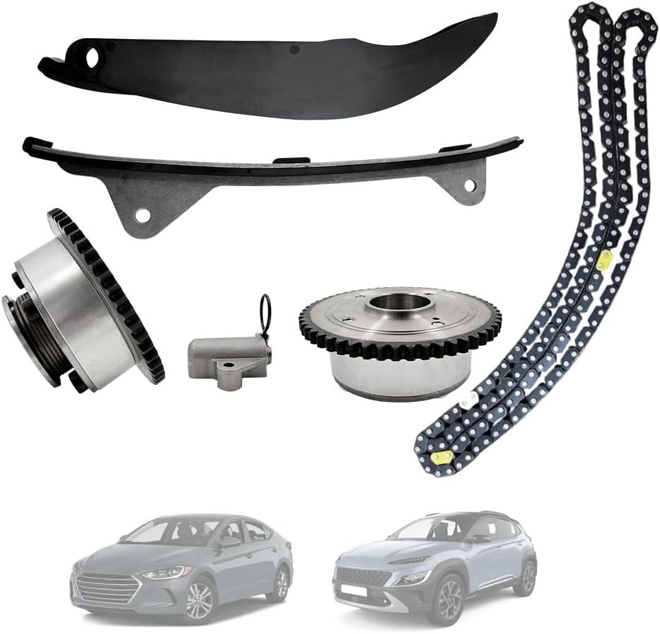 Timing Chain Kit with VVT Sprockets FIT 2014-2020 Hyundai Elantra Kona Kia Soul Forte Sportage 1.8L 2.0L 24350-2E011 24370-2E010