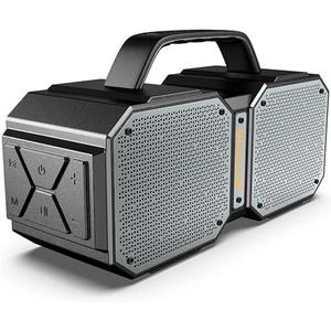 BUGANI Bluetooth Speaker, Shock Portable Bluetooth Speaker, Bluetooth 5.3, Waterproof, Wireless Speakers, 60W Super Power, Outdoor Speaker, Black (New Model)