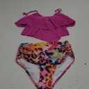 Womens Tankini Swimsuits Ruffled Tank Top Tummy Control Floral Modest Swimwear High Waisted Bikini (Small, Red Leopard)