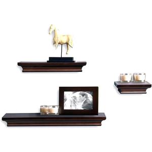 Floating Wall Shelves Sets 3 PCS with Invisible Bracket Picture Ledge Units and Storage,Office Wall Organizer (3, Espresso)