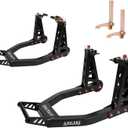 Aluminum Motorcycle Stands Front and Rear 880lbs Heavy Duty Wheel Lift Combo Swingarm Spool Peddock Stand for Yamaha Honda Kawasaki Suzuki U+L Black
