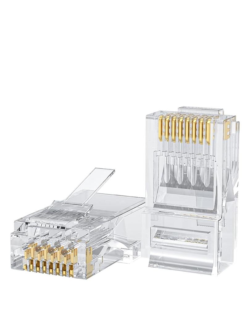 CableCreation Cat6 RJ45 Connectors, 100-PACK Cat6 RJ45 Ends, Ethernet Cable Crimp Connectors UTP Network Plug for Solid Wire and Standard Cable, Transparent