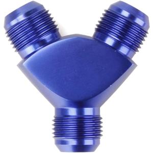 BARTOO Y Block Flare Fitting Adapter,10AN Male Flare Fuel Pump Hose Pipe Connector,10AN to 10AN to 10AN Aluminum Adapter Fitting,Blue