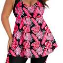 Arolina Plus Size Bathing Suit for Women Over 50 Modest Swimdress Tankini Swimsuits with Shorts Rose Pink Leaves (20W)
