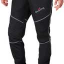 4ucycling Men's Mountain Bike Pants, Thermal Fleece Winter Cycling Windproof Running Pants for Cold Weather Riding Hiking (Medium, Black)