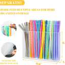 Acrylic Magnetic Straw Holder for Cabinet, Straws Storage Container for Cupboard with Double Sided Adhesive and Stickers, Drinking Reusable Straws Dispenser for Kitchen Counter