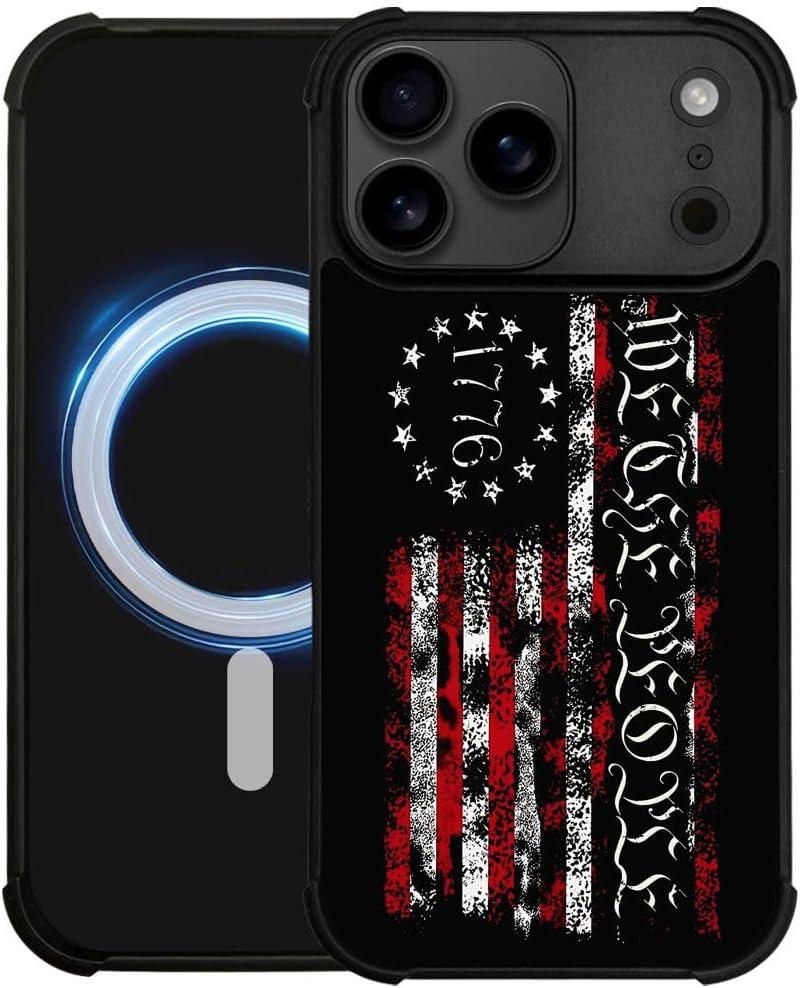 case for iPhone 17 Pro,Compatible with Magsafe,All-Round Protection Shockproof Anti-Scratches TPU Case Cover-Classic American Flag 1776 We The People