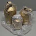 Decorative Cow Bells Set of 3 Large Harmony Bells - Vintage Giant Christmas Bells, Country Rustic Cowbell on Jute Rope XL Hanging Lucky Golden Bells (4"-6"-8")