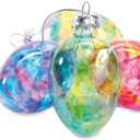 Lillian Vernon Stained Glass Egg Blown Glass Easter Ornaments - Handcrafted Hanging Tree Decorations, Stained Glass Easter Egg Holiday & Party Decor, 2 in, Assorted, 12-Piece Set